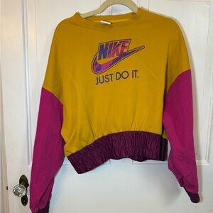 Nike Women's Vibrant Gold and Pink Sweatshirt
